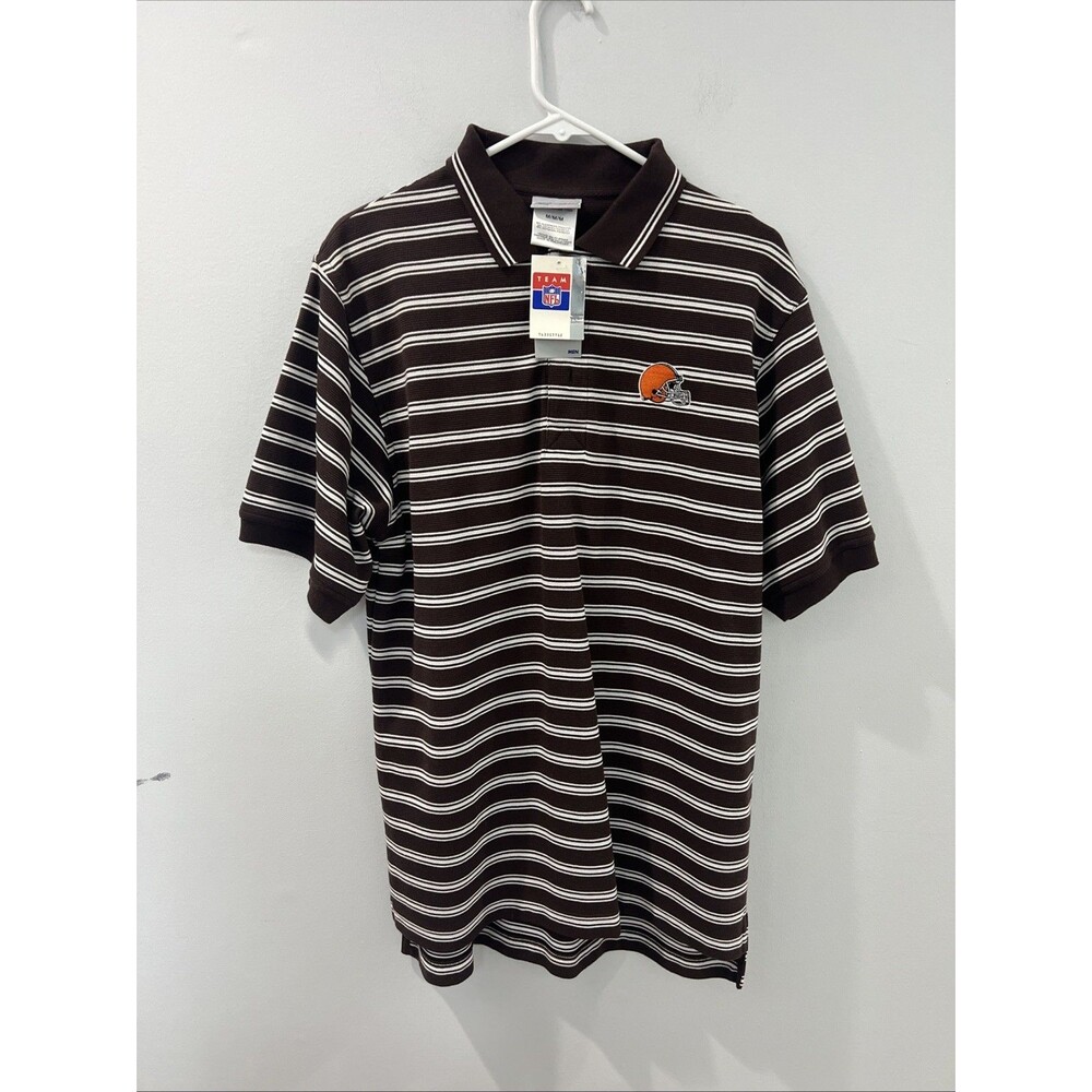 Cleveland Browns Reebok Men's Polo Shirt Brown and White Medium Embroidered New